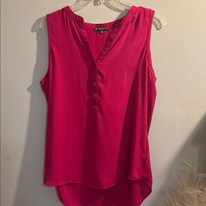 Adrianna Papell Hot Pink Sleeveless Henley Tank